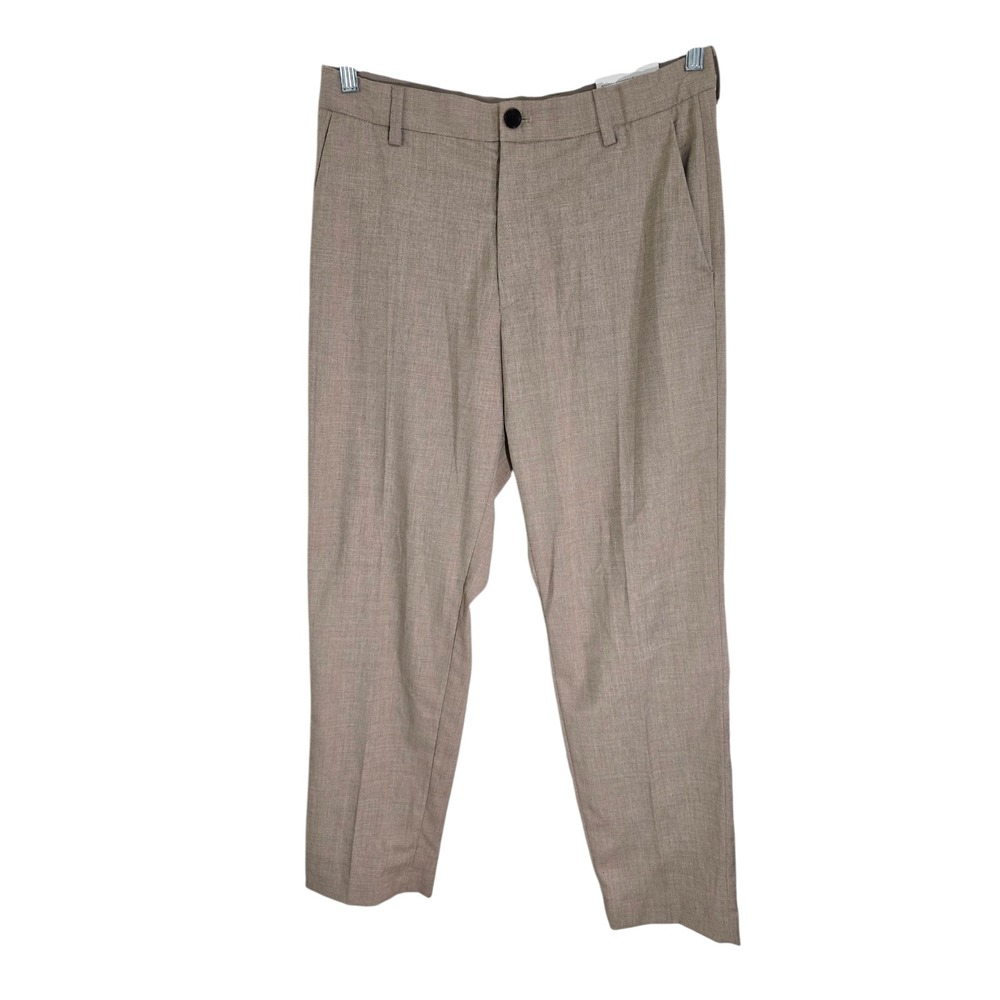 H&M Mens Beige Chino Pants Flat Front Slash Pockets Stretch Leg‎ Size 32 NWT